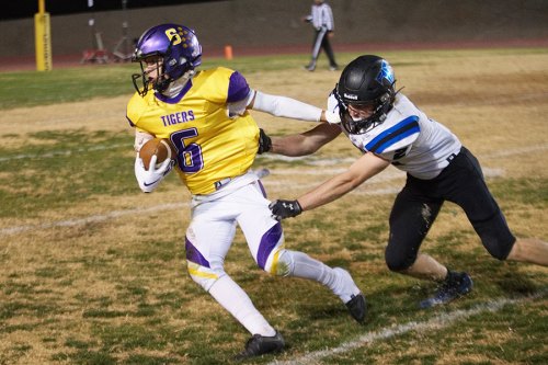 Receiver Preston Scott with a big gain in Friday night's game against Frontier High School. 